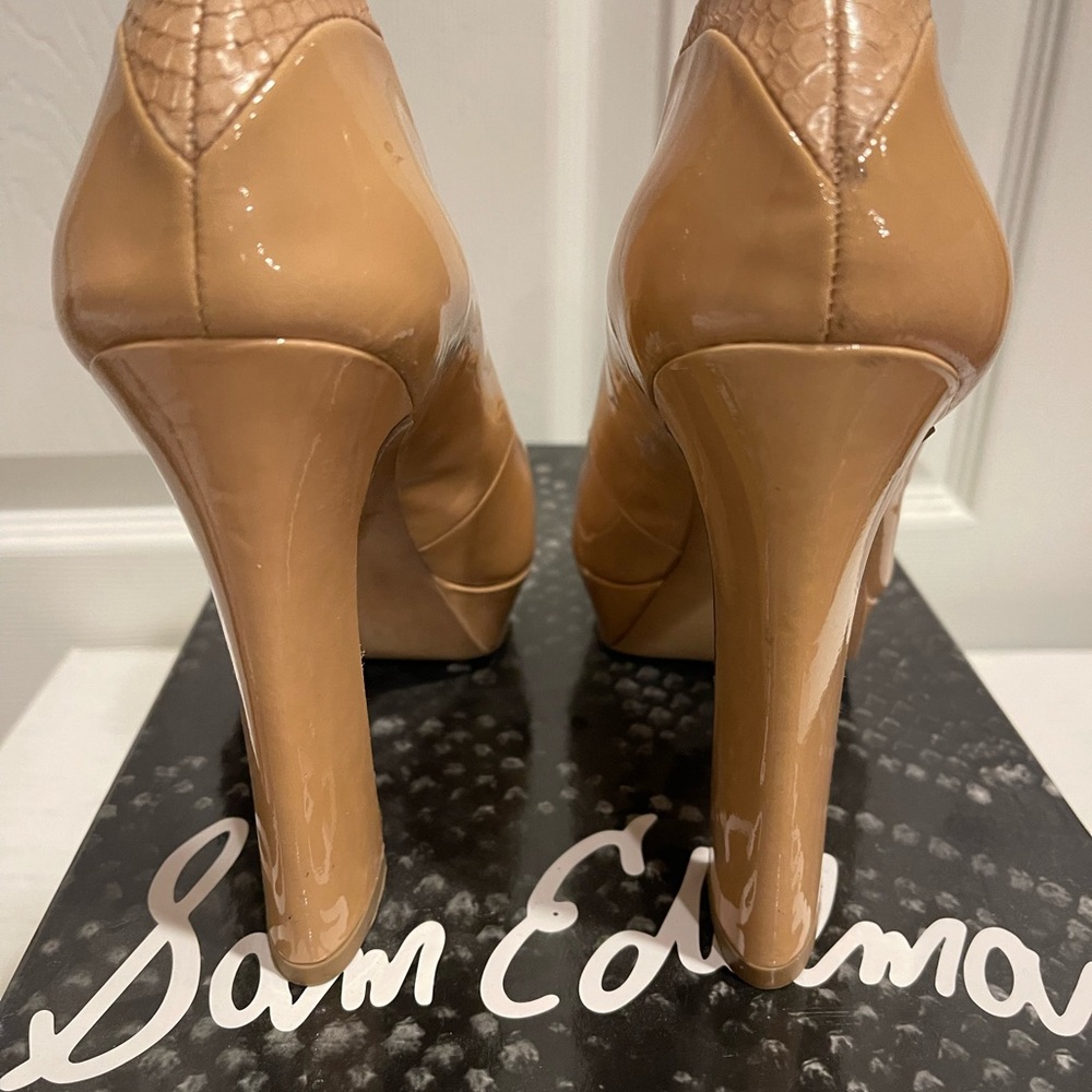Vintage Sam Edelman Platform Peep Toe Platform Shoes Tacoma Blush - Picture 2 of 6
